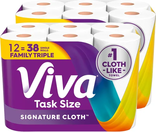 Vista 14 de Viva Signature - Toallas de papel de tela, 3 rollos dobles, 86 hojas por rollo