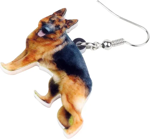 Vista 3 de DUOWEI German Shepherd Dog Earrings Acrylic Pets Drop Dangle Jewelry Party Birthday Gifts for Women Teen Girls Kids