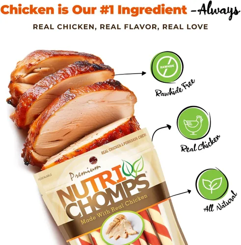 Vista 2 de NutriChomps - Golosinas masticables para perros de 5 pulgadas, fáciles de digerir, sin piel cruda, sabor a mantequilla de maní real y sabor real