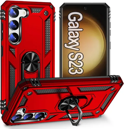 Vista 13 de Funda protectora diseñada para Galaxy S23 con soporte, a prueba de caídas militares, a prueba de golpes, a prueba de polvo, para Samsung S23, rosa