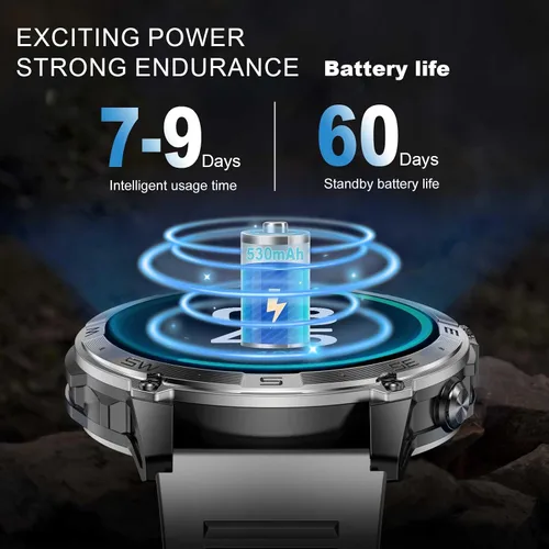 Vista 6 de Reloj inteligente con GPS para hombre, AMOLED de 1.43 pulgadas, resistente reloj militar inteligente para hacer/responder llamada, reloj deportivo