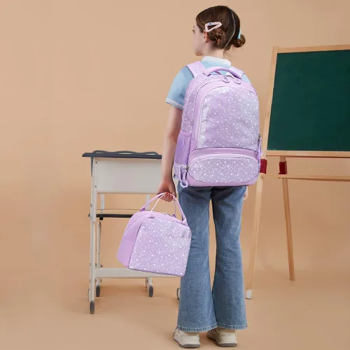 Vista 78 de Juego de mochila para niñas y adolescentes, mochila escolar para niños con bolsa para el almuerzo, estuche para lápices, mochilas escolares