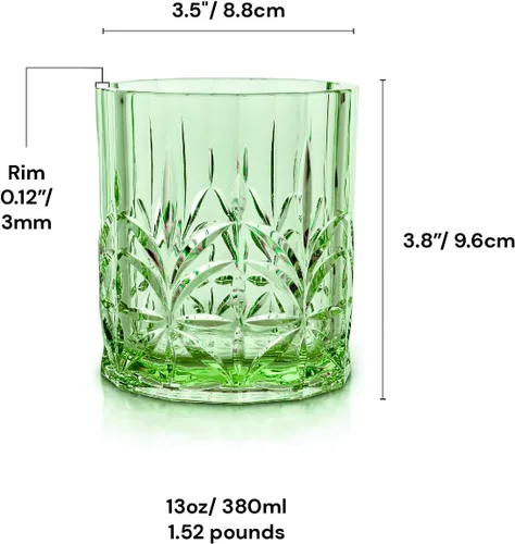 Vista 7 de Myrtle Beach - Vasos altos y cortos, color verde, Tritan inastillable, aptos para lavavajillas, sin BPA
