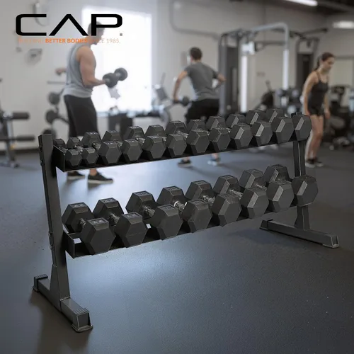 Vista 6 de CAP 280 LB, 550 LB, 1200 LB Dumbbell Set with Horizontal 2-3 Tier Rack, Rubber Hex Free Weights, Home Gym Weight Set for Strength Training