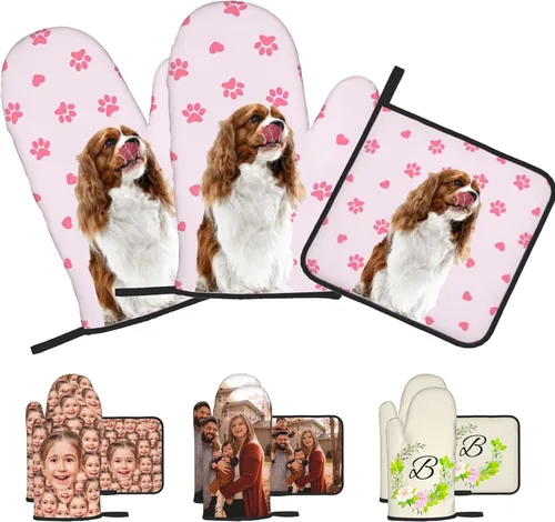 Vista 38 de Manoplas de horno personalizadas con nombre y foto, resistentes al calor y a la intemperie, para amigos y familia, como regalo de cocina, horneado