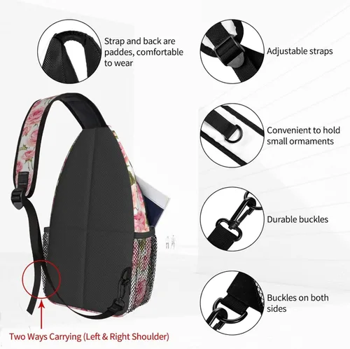 Vista 3 de Famame Mochila bandolera para el pecho, bolsa de hombro, gimnasio, ciclismo, viajes, senderismo, mochila para hombres y mujeres, Multicolor 36