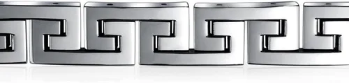 Vista 2 de Bling Jewelry Pulsera de eslabones de símbolo de símbolo de diseño geométrico masculino fuerte para hombres y adolescentes, pulsera de acero