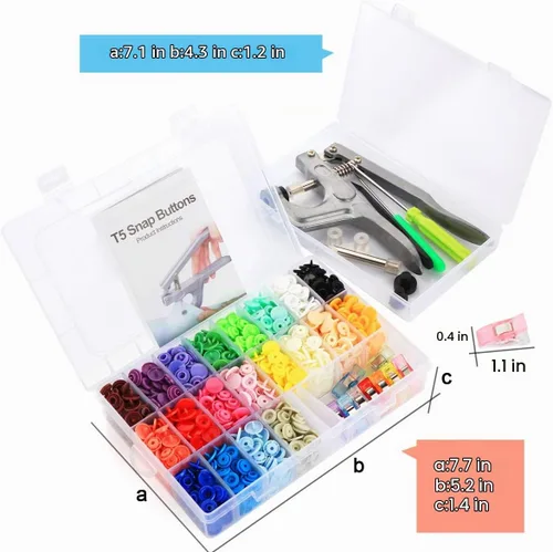 Vista 3 de Lemonfilter - Kit de botón a presión con alicates a presión, 400 juegos de cierre a presión T5 20 Color Easy to Install, Durable Starter Fasteners