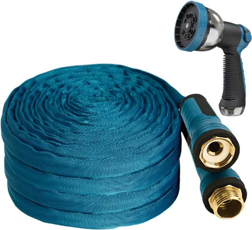 Vista 11 de Manguera de jardín de 50 pies, hecha de TPE (no PVC), manguera de agua ultraligera y flexible con accesorios de latón macizo, no se encoge, fácil