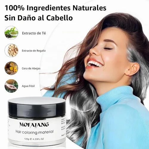 Vista 4 de Pomadas de cera de color blanco para el cabello, 4.23 onzas, material de cera natural para colorear el cabello, desechable, arcillas cenizas