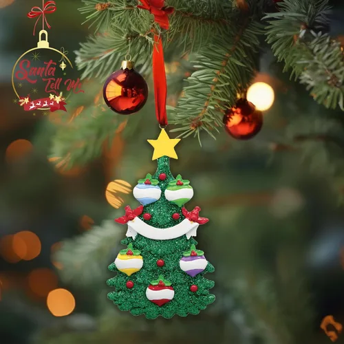 Vista 4 de Adornos de Navidad 2025, árbol genealógico personalizado, nombre y familia de 5 fechas, adorno de tres nietos o nietos, bola de Navidad, decoración