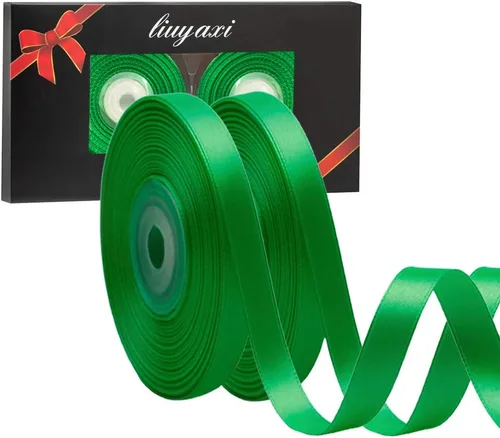 Vista 83 de Cinta de satén verde manzana de doble cara de color sólido de 1/2 pulgada x 25 yardas, cintas perfectas para manualidades, decoración de bodas