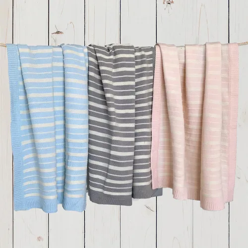 Vista 3 de Alrona Stripe Manta de bebé 30'x40 (gris clásico)