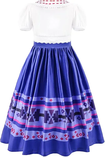 Vista 4 de keaiyouhuo Disfraz de Mirabel 3T-12T para cosplay, disfraz de Isabela Luisa Dolores, tía Pepa, vestido Madrigal para la familia Halloween