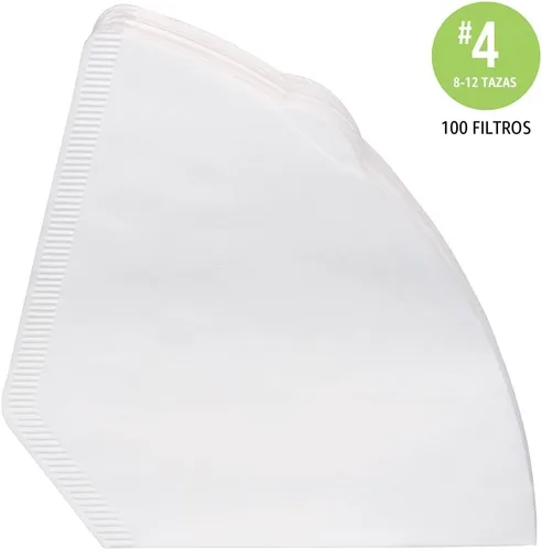 Vista 2 de Amazon Basics Filtros de café con cono número 4 para cafeteras de 8 a 12 tazas, color blanco, 100