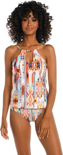 Vista 3 de La Blanca Traje de baño tankini con cuello alto y abertura para mujer