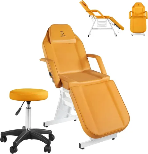 Vista 10 de Silla facial, silla de tatuaje de 73 pulgadas para cliente, mesa de masaje ajustable de 3 secciones con taburete, camas de belleza multiusos