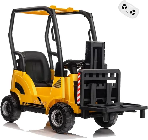 Vista 8 de Ride on Forklift Car, 12V Electric Cars with Liftable Fork and Pallet Rojo