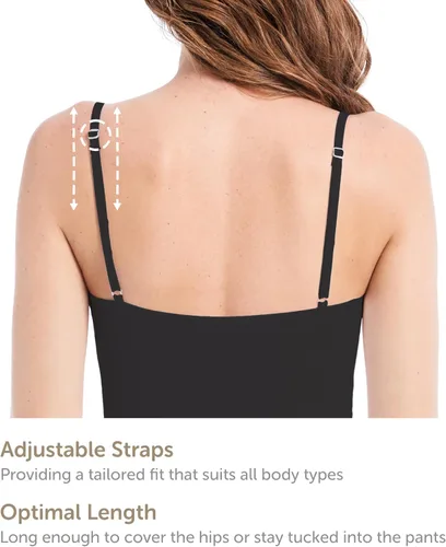 Vista 5 de Comfneat Paquete de 4 camisolas ajustadas de algodón con tirantes delgados ajustables para mujer