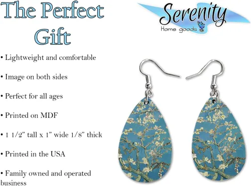 Vista 38 de Van Gogh - Juego de aretes colgantes divertidos Lindos aretes de joyería para niñas y mujeres Impresión de doble cara Regalo de cumpleaños