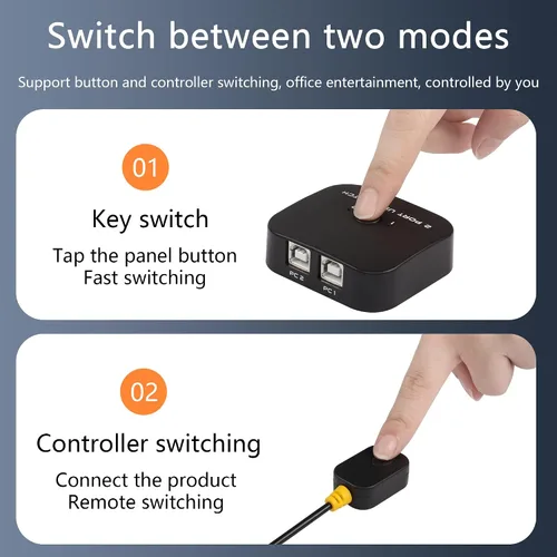 Vista 2 de SinLoon Interruptor de uso compartido de impresora USB, 2 PC comparten 1 dispositivo USB para 2 computadoras, teclado compartido, ratón, escáner