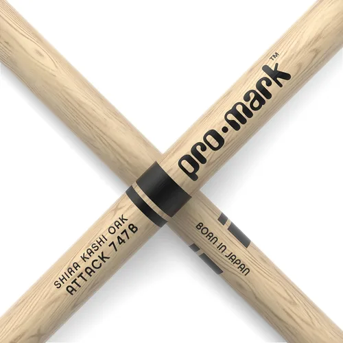 Vista 5 de ProMark Baquetas de batería Classic Attack 747B Shira Kashi Oak Baquetas, punta ovalada de nailon, un par
