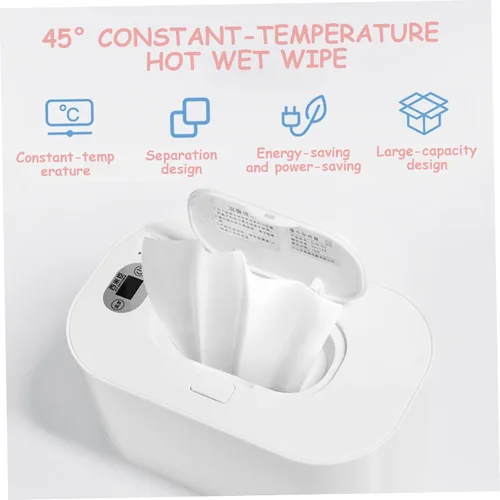 Vista 4 de Calentador de toallitas para bebés, dispensador portátil con temperatura ajustable y luz nocturna, calentamiento suave para toallitas para bebés