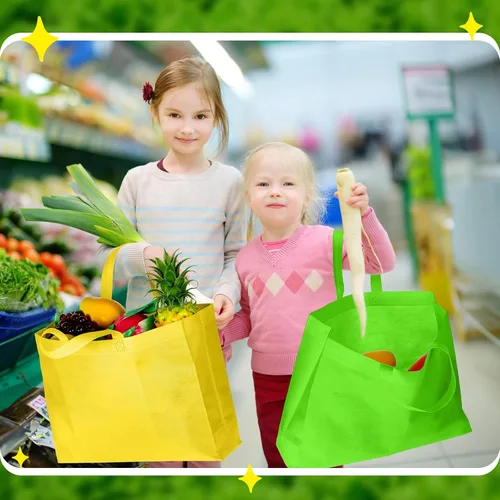 Vista 7 de Silkfly 100 bolsas tejidas reutilizables de Halloween a granel, bolsas de compras de otoño de Acción de Gracias, bolsas de compras para cumpleaños