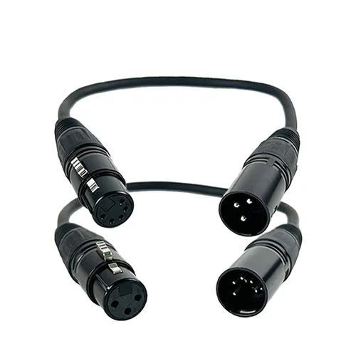 Vista 2 de 5Pin XLR Female/Male to 3Pin XLR Male/Female Audio Cable for Microphone Stage Light Turnaround,XLR3 to XLR5 Adapter Cable(5Pin F-3Pin M-Black,0.3m)
