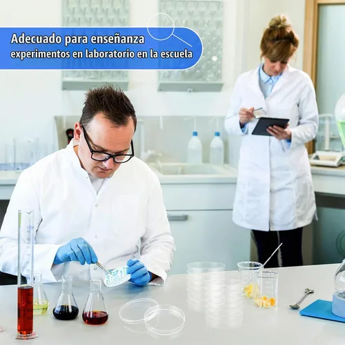 Vista 3 de Paquete de 200 platos Petri de 3.543 in de plástico estéril de agar con tapas a granel Paredes gruesas claras Cultura celular Uso de laboratorio