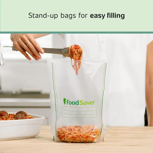 Vista 4 de FoodSaver Bolsas selladoras al vacío, rollos para almacenamiento hermético de alimentos y Sous Vide, 11 pulgadas x 16 pies y bolsas selladoras al