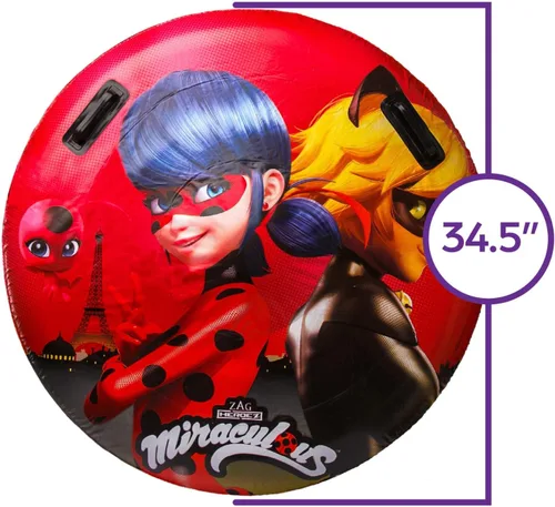 Vista 2 de Miraculous Ladybug - Flotador inflable de piscina con licencia oficial - 30 pulgadas - Ladybug & Cat Noir - Flotador de anillo - Flotador de tubo