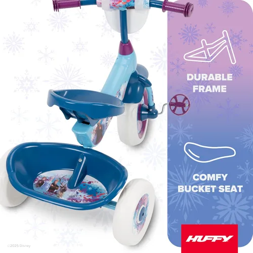 Vista 4 de Huffy Triciciclo de Disney Frozen 2 para niñas, ideal para mayores de 3 años, Anna, Elsa y Olaf, contenedores de almacenamiento para aperitivos
