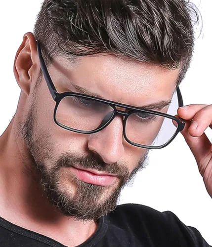 Vista 2 de Gafas de aviador retro con luz azul para mujeres y hombres de los años 70, gafas de piloto con marco de gran tamaño, antifatiga ocular