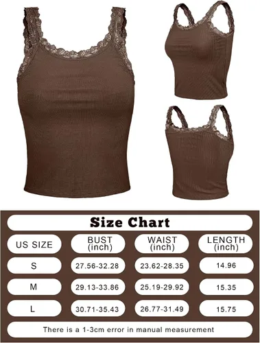 Vista 3 de Camiseta sin mangas de encaje para mujer, 3 piezas, camiseta sin mangas con encaje y ribete de encaje, Y2K