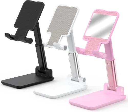 Vista 16 de Soporte para Teléfono Celular, Ángulo y Altura Ajustables Soporte para Teléfono Celular para Escritorio, Plegable y Portátil, Almohadilla