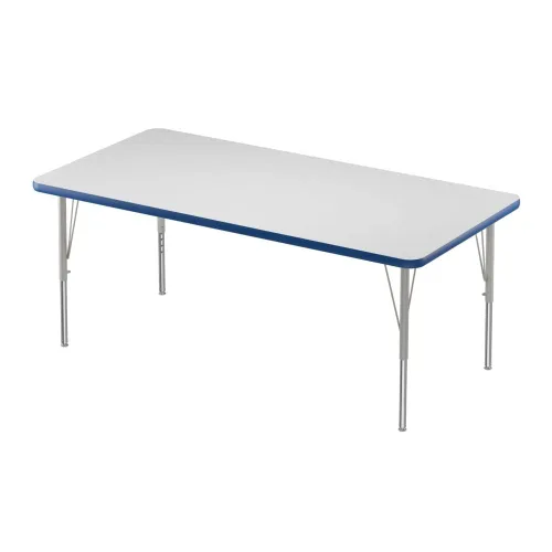 Vista 78 de Correll - Mesa rectangular de actividades para el aula de 30 x 60 pulgadas, altura ajustable (19-29 pulgadas), parte superior de granito gris, borde