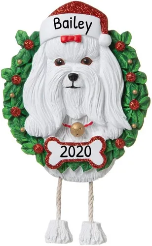 Vista 12 de Adornos de Navidad personalizados para perros 2024 – Corona de perro Beagle Adornos de Navidad para amantes de los perros, adorno de primera Navidad