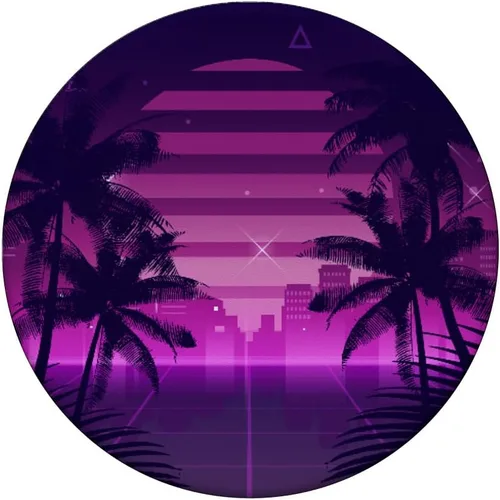 Vista 3 de Retro Synthwave Vaporwave 80s Style Design - Palmeras PopSockets intercambiables PopGrip