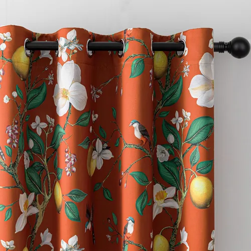 Vista 35 de MYSKY HOME Cortinas florales para puerta francesa de 40 pulgadas de largo, juego de 2 cortinas opacas de privacidad con bolsillo para barra A-verde