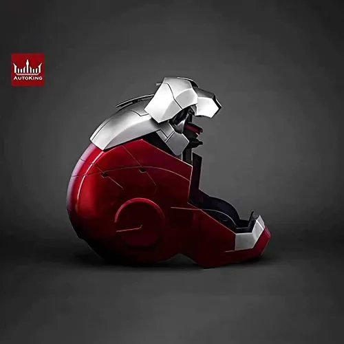 Vista 4 de GWAGUK MK5 - Casco eléctrico de Iron Man, 1 1, casco de control de voz en inglés, accesorios de Halloween y cosplay, metal cepillado, panel