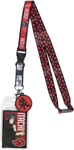 Vista 5 de Cordón para identificación de Naruto Itachi Uchiha con colgante de goma Shu Kanji de 2 pulgadas
