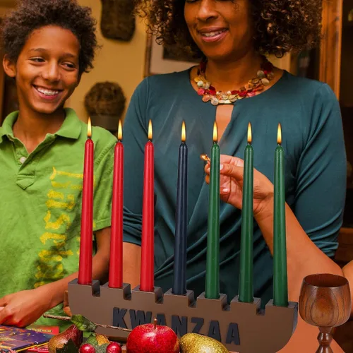 Vista 3 de DERTE Juego de velas Kwanzaa Kinara de 10 piezas para decoración
