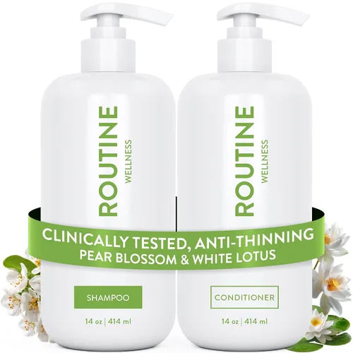 Vista 23 de Routine Wellness Set de champú y acondicionador antiadelgazamiento para el cabello adelgazante, bloqueador de biotina DHT para mujeres y hombres