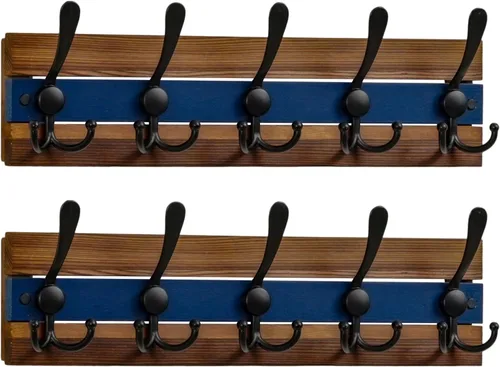 Vista 33 de SKOLOO Perchero de pared montado en la pared de estilo rústico: Perchero de pared de pino de madera auténtica de 40,6 cm de orificio a orificio