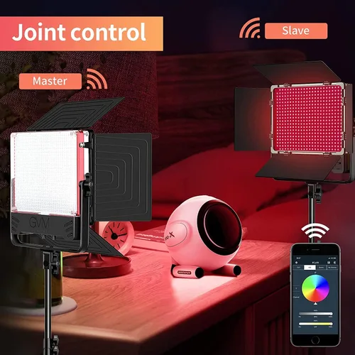 Vista 3 de GVM - Luz de video LED de 50 W con softboxes, RGB+bicolor de doble cara, cada lado 50 W, kit de iluminación de video con control Bluetooth, luces