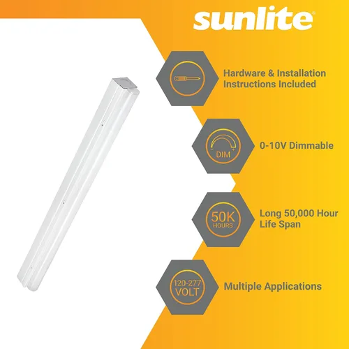 Vista 3 de Sunlite 85550 - Tira de luz lineal LED de 2 pies, 10 vatios, 1150 lúmenes, seleccionable 3 CCT 3000K-5000K, regulable, vida útil de 50,000 horas, 83