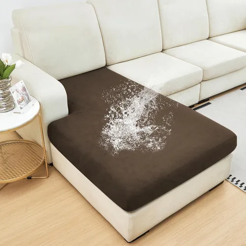 Vista 21 de NAISI Fundas de cojín impermeables de tela de terciopelo grueso lavable, 1 pieza, fundas individuales para sofá modular con parte inferior elástica