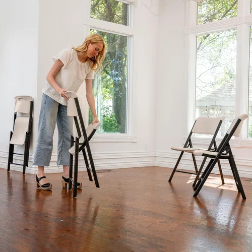 Vista 10 de LIFETIME Silla plegable con marco A, paquete de 4, almendra