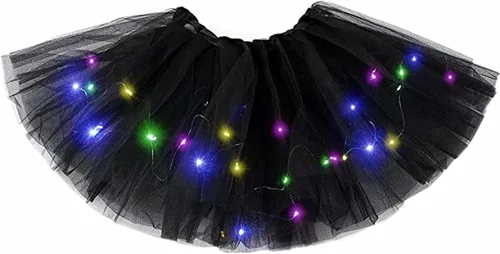 Vista 23 de Faldas de tutú LED para mujer, falda de tul con capas para baile de ballet, faldas iluminadas para disfraz de fiesta